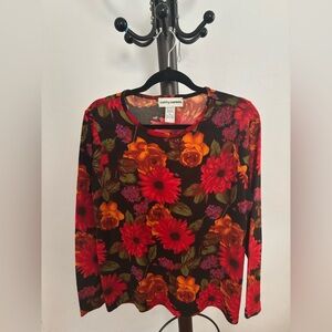 Cathy Daniels Women's Floral Blouse - Red, Orange, Purple